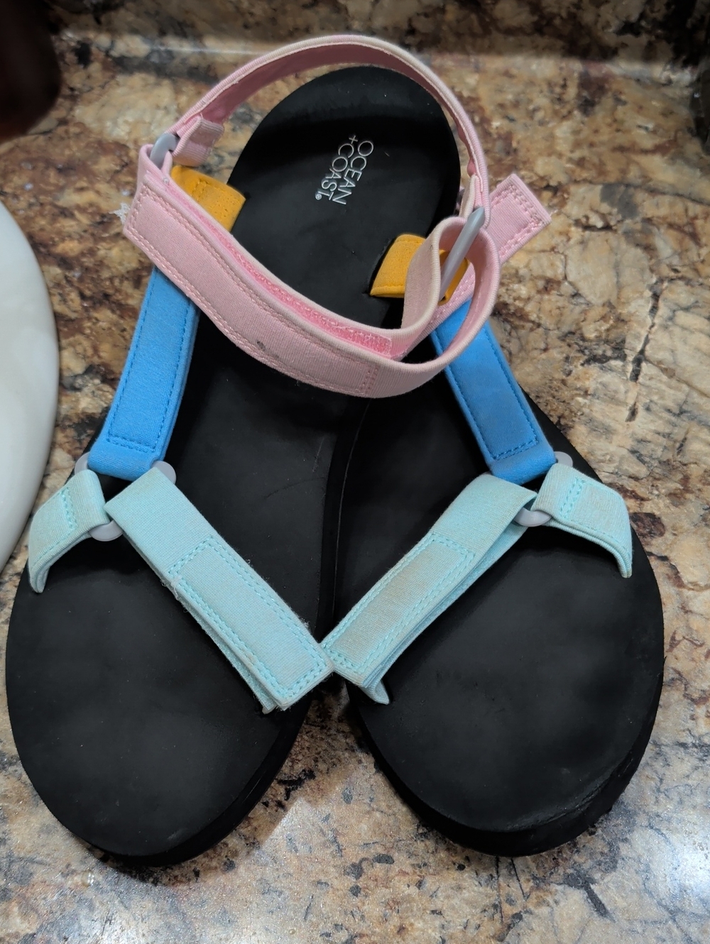 Ocean & Coast Pastel Multi-Strap Sandals - Pink, Blue & Light Blue